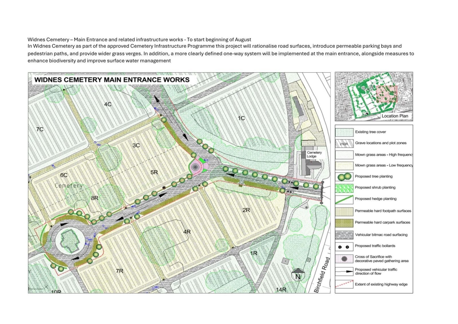 Plan of improvement works at Widnes Cemetery